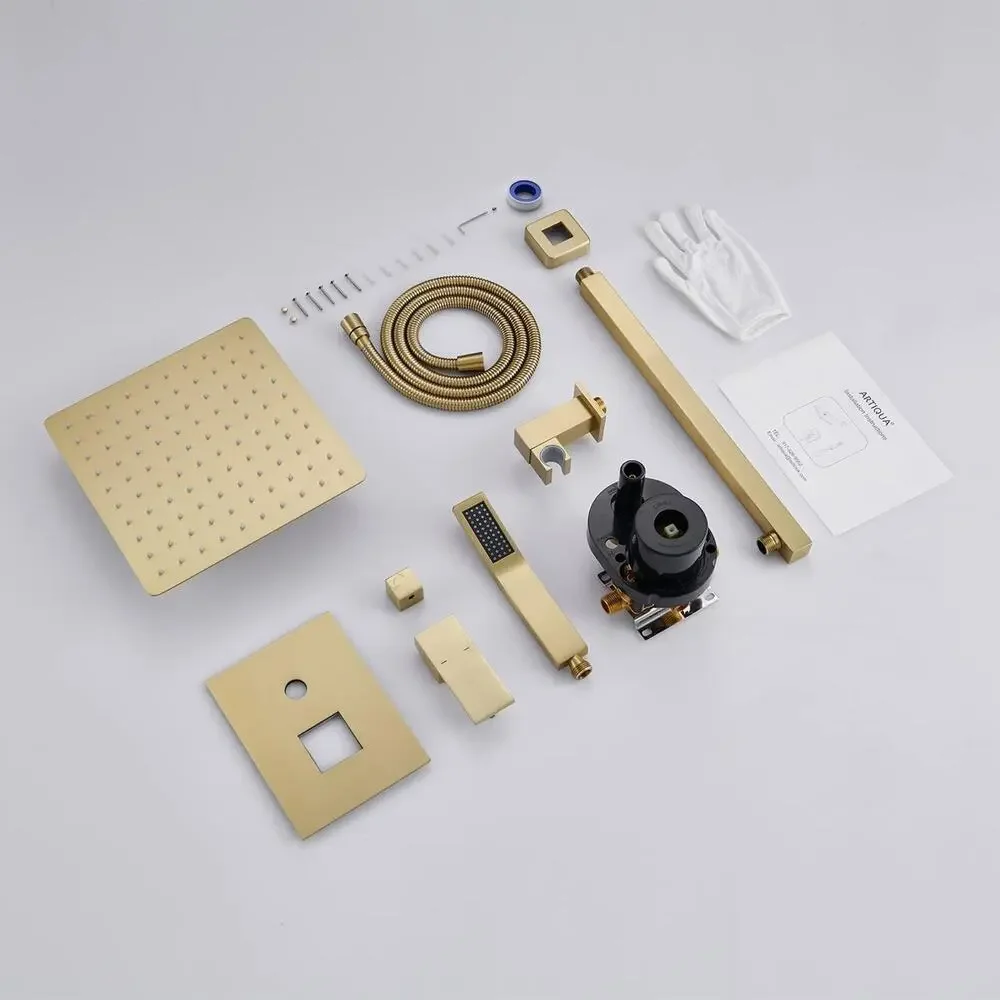 Brushed Gold Shower Faucet Set 12